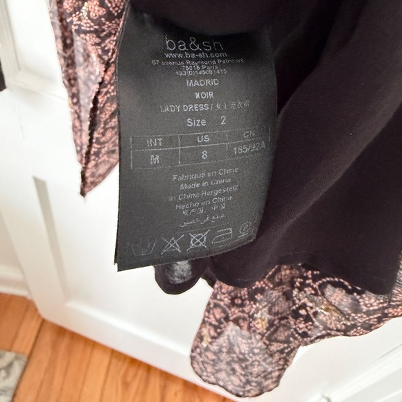 ba&sh Madrid Brown and Gold Silk Mini Dress Size 2 (US 6) Boho French Girl Flowy - Picture 7 of 12